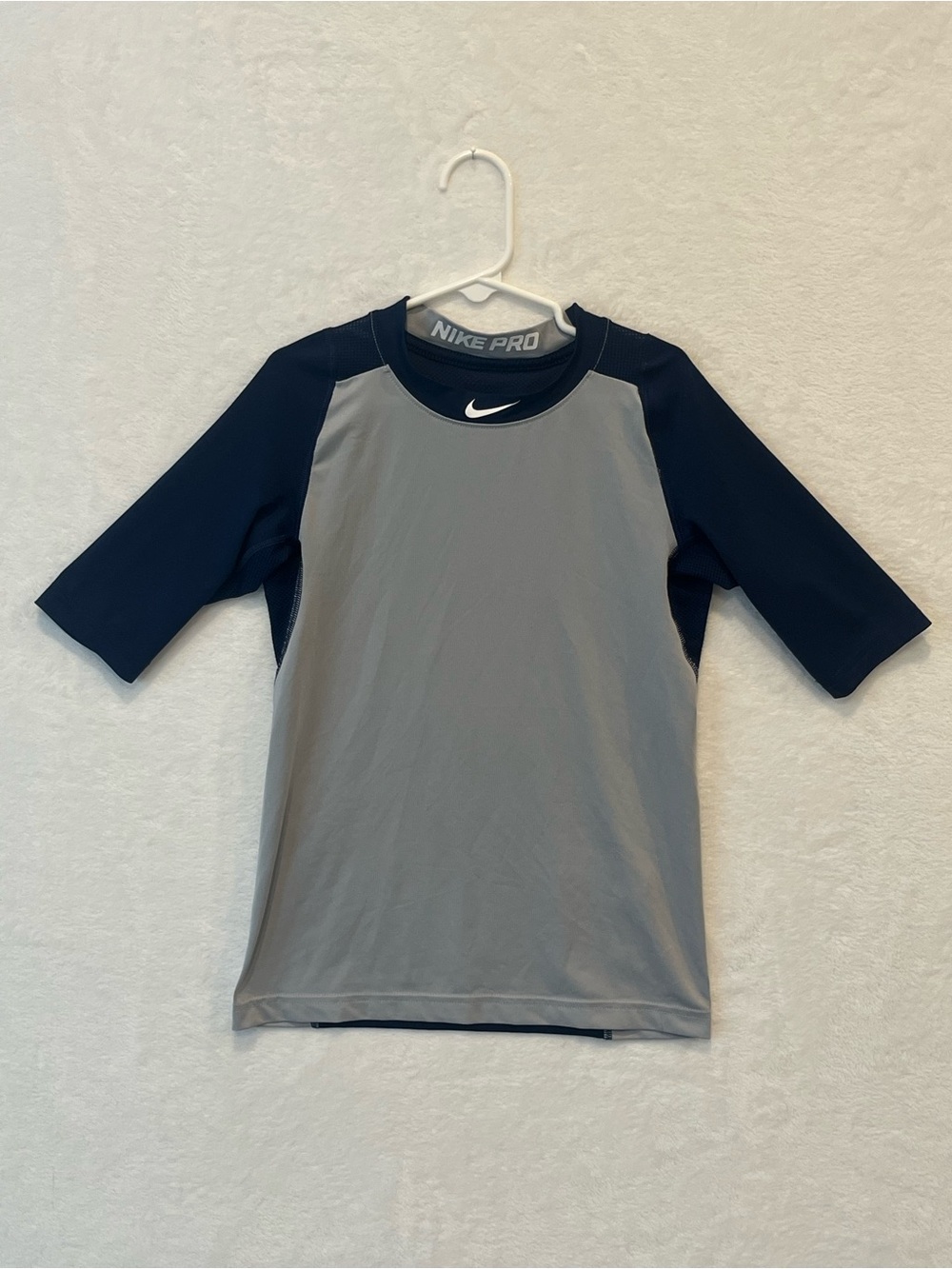 Nike Pro Dri-Fit Youth XS Shirt MLB Baseball Navy Blue Gray